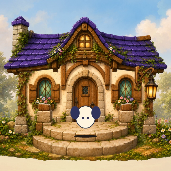 Cozy Cottage surrounded by a bright storybook garden.